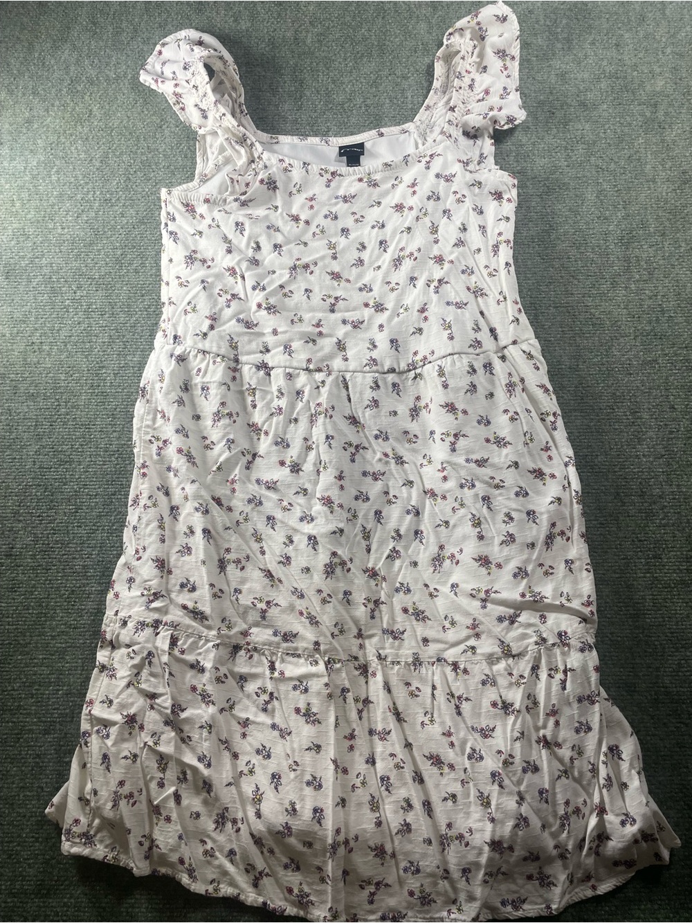 art class White Dress‎ with Purple Floral Print